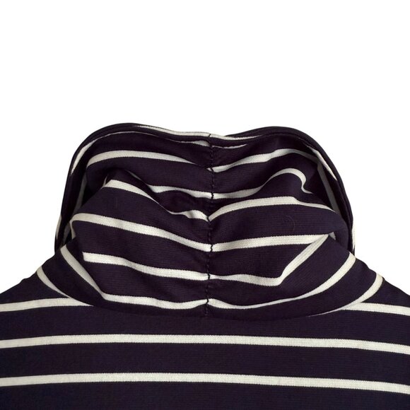 Coldwater Creek Navy White Striped Sleeveless Zip-Up Vest High Collar Cinched XL - Picture 3 of 10